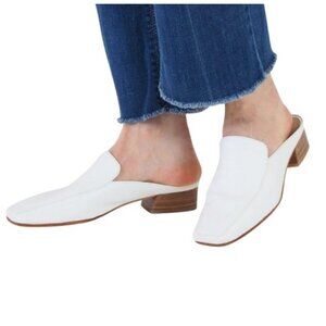 Via Spiga Bibiane Cream Mules Slip-On Square Toe Shoes Leather Size 7 NWOT